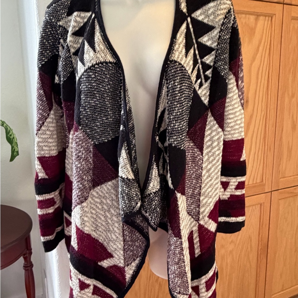 Say What? Black, Cream, and Burgundy Cardigan